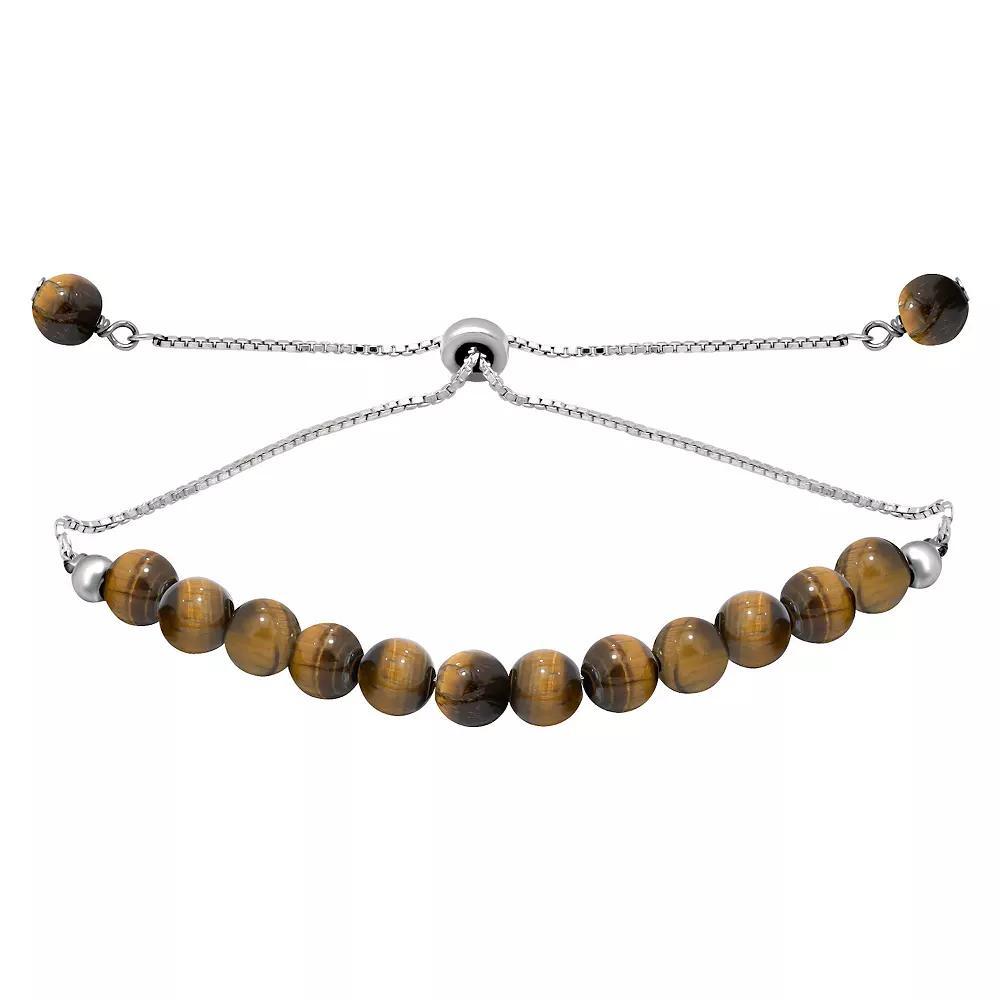 Aleure Precioso Gemstone Bead Frontal Adjustable Bracelet, Women's, Size: 10", Tiger Eye Product Image