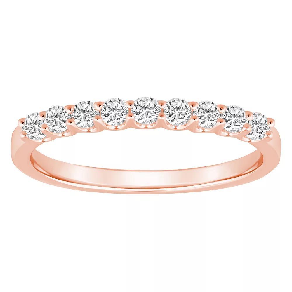 Alyson Layne 14k Gold 1/4 Carat T.W. Diamond 9-Stone Wedding Ring, Women's, Size: 5.50, Pink Product Image