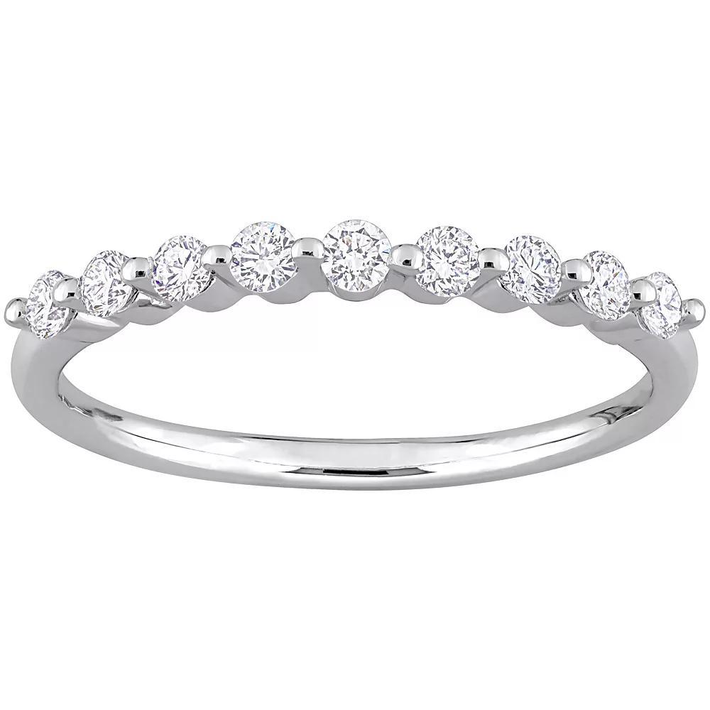 Stella Grace Platinum Over Silver 1/3 Carat T.W. Lab-Grown Diamond Semi-Eternity Ring, Womens White Product Image