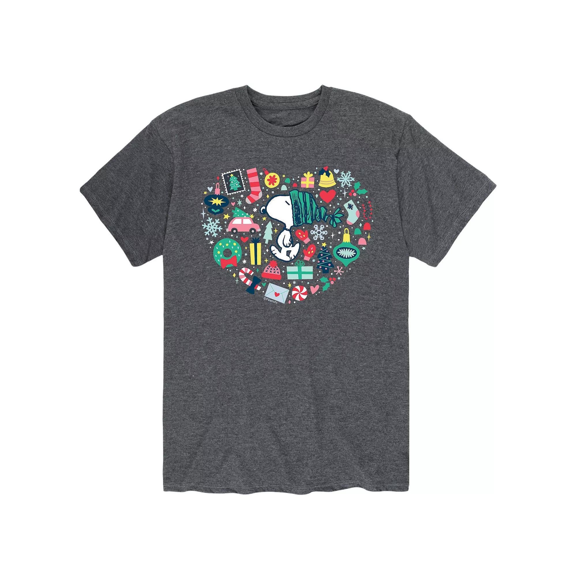 Mens Peanuts Holiday Heart Tee Heather Grey Product Image