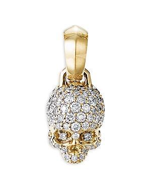 Womens Skull Amulet with Full Pav Diamonds and 18K Yellow Gold, 19.3mm Product Image