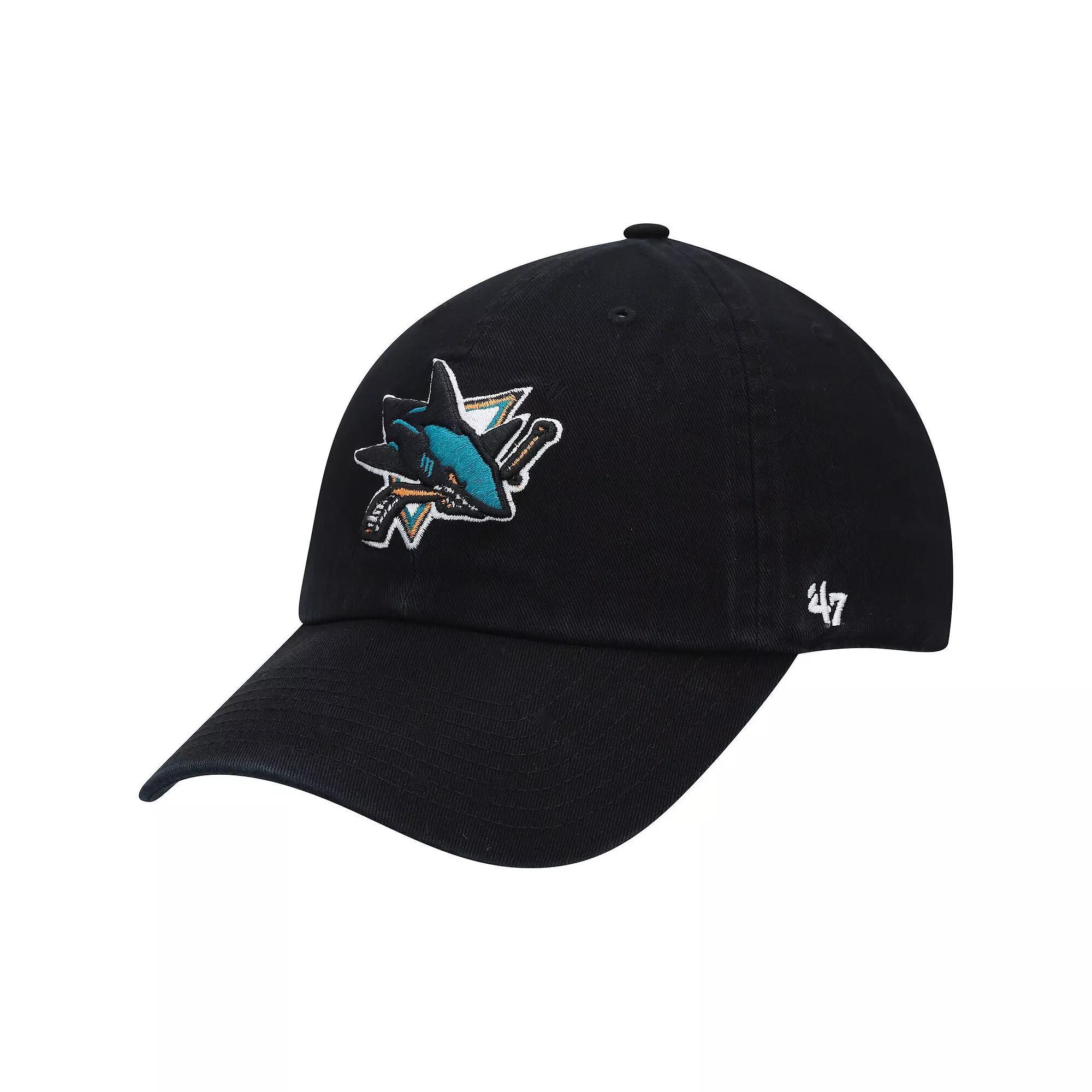 Men's '47 Black San Jose Sharks Team Logo Clean Up Adjustable Hat, Sks Black Product Image