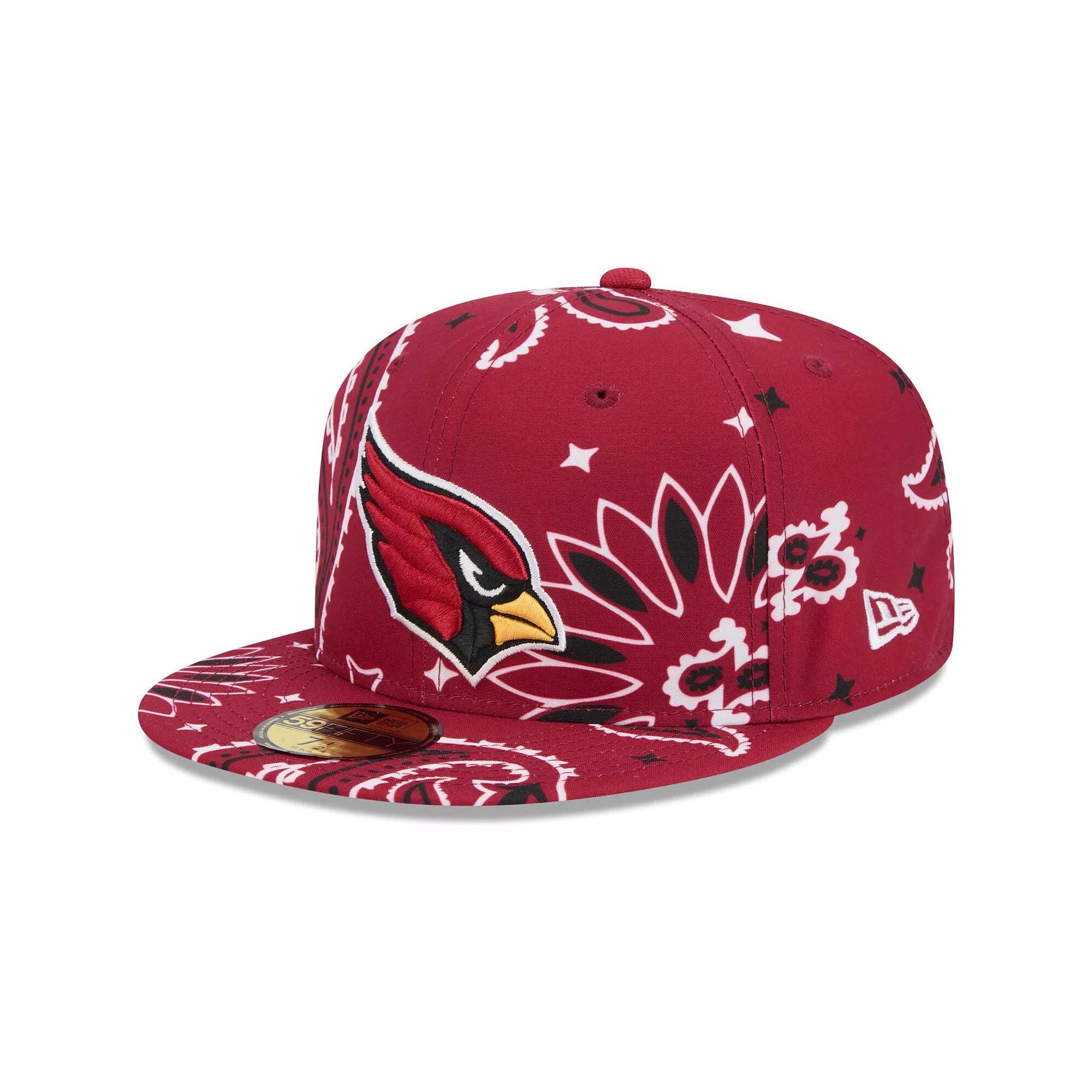 Men's New Era Cardinal Arizona Cardinals Paisley 59FIFTY Fitted Hat, Size: 7 1/8, Red Product Image