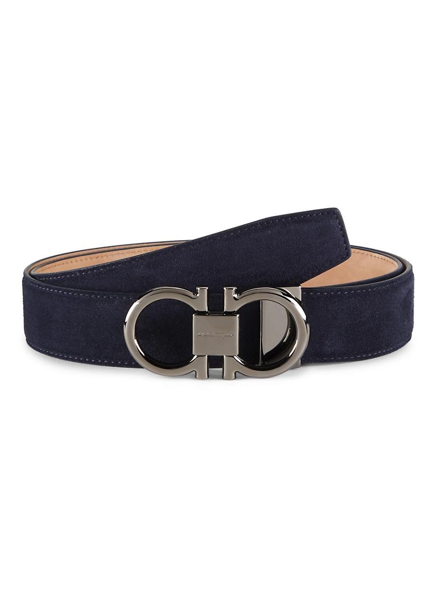 Ferragamo Mens Double Gancini Suede Belt Product Image