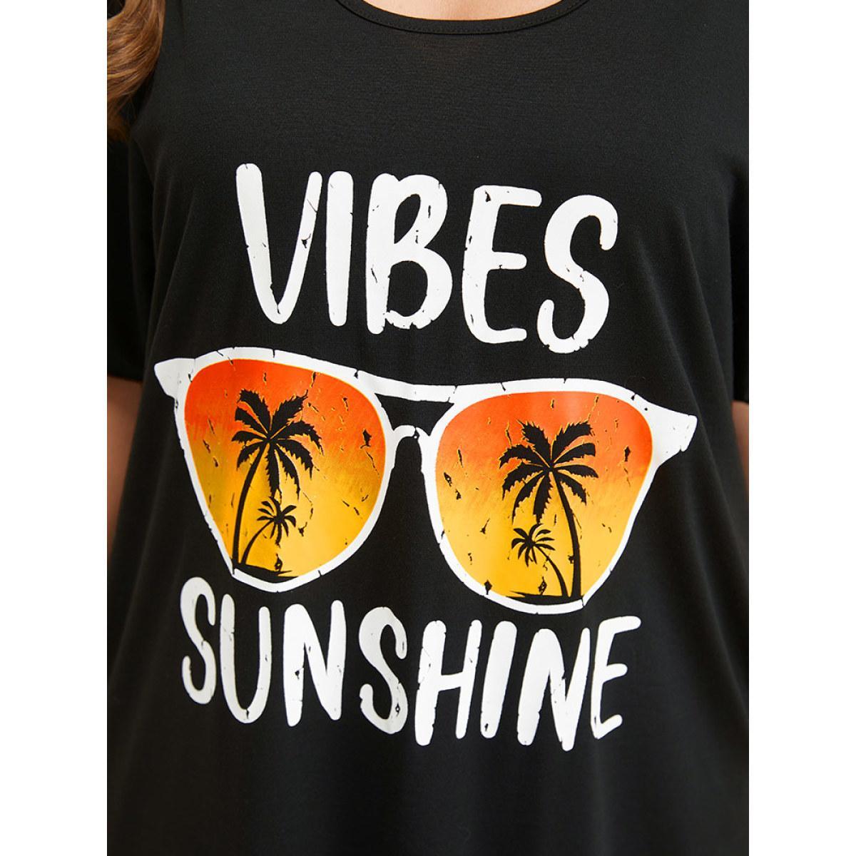 Plus Size Supersoft Essentials Tropical Print Pocket Cold Shoulder Tassel Trim Dress Black Women Casual Tassels Curvy Midi Dress BloomChic 14-16/1X Product Image