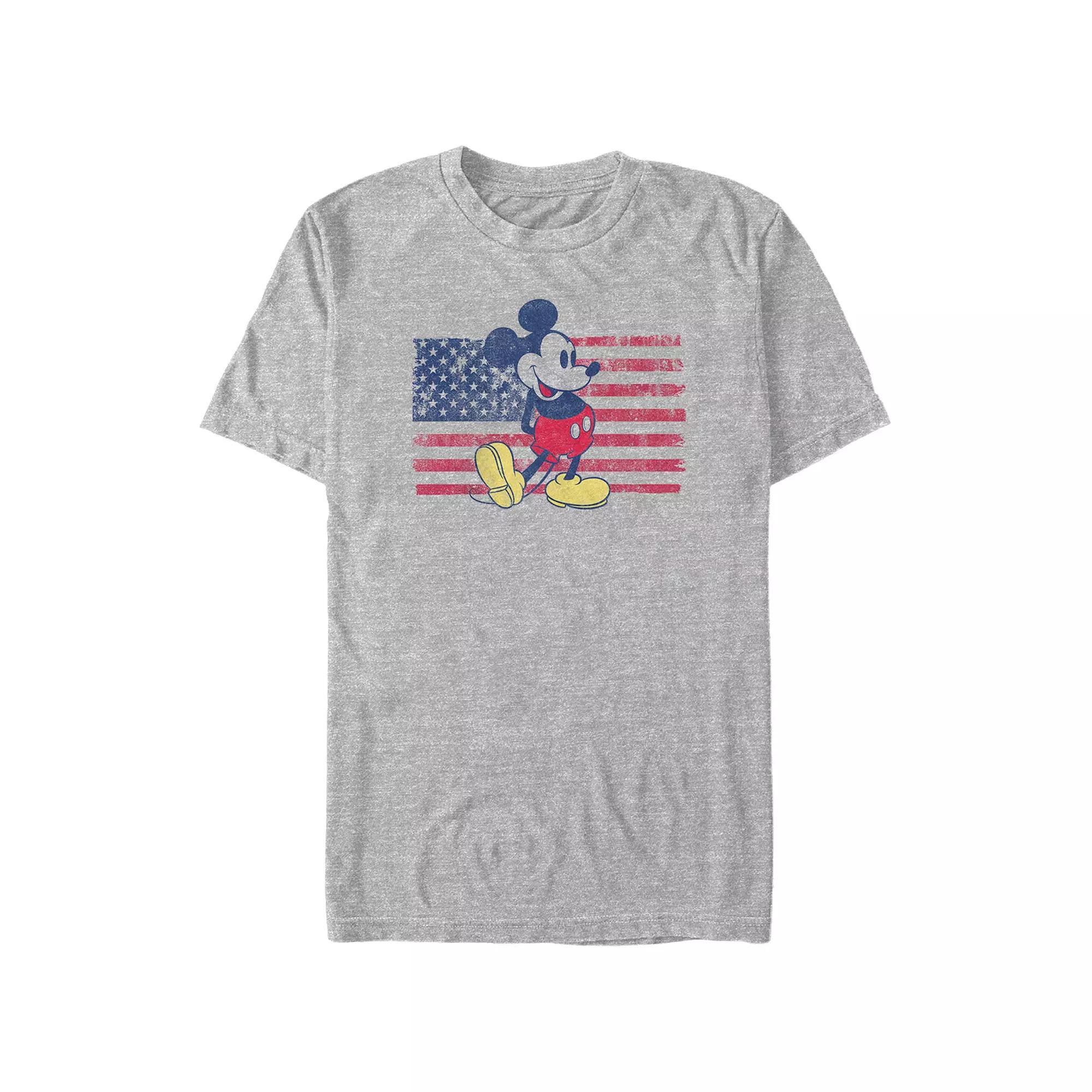 Disney's Mickey Mouse USA Flag Big & Tall Graphic Tee, Men's, Size: XXL Tall, Athletic Grey Product Image