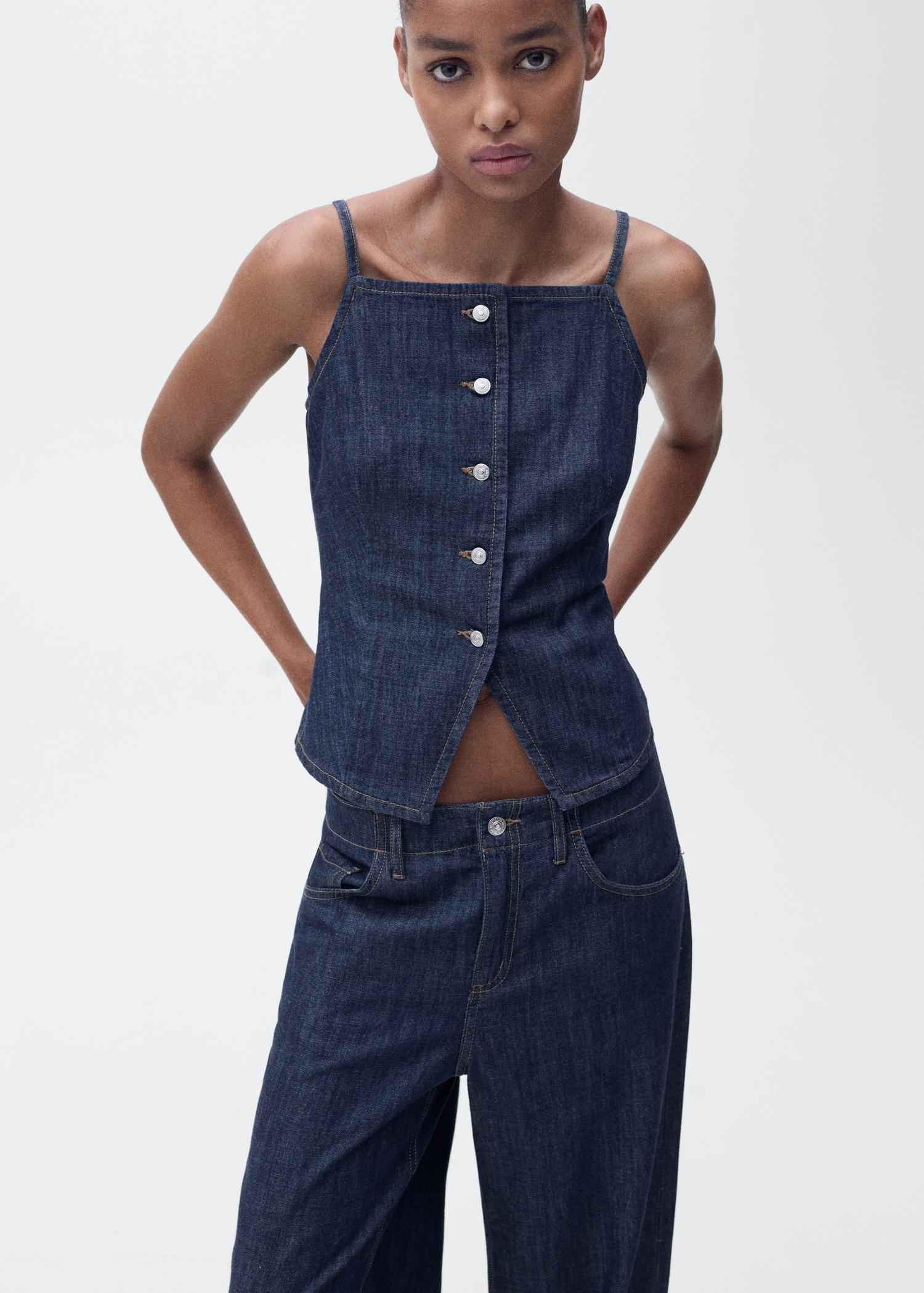 Wide-leg mid-rise jeans - Women | MANGO USA Product Image