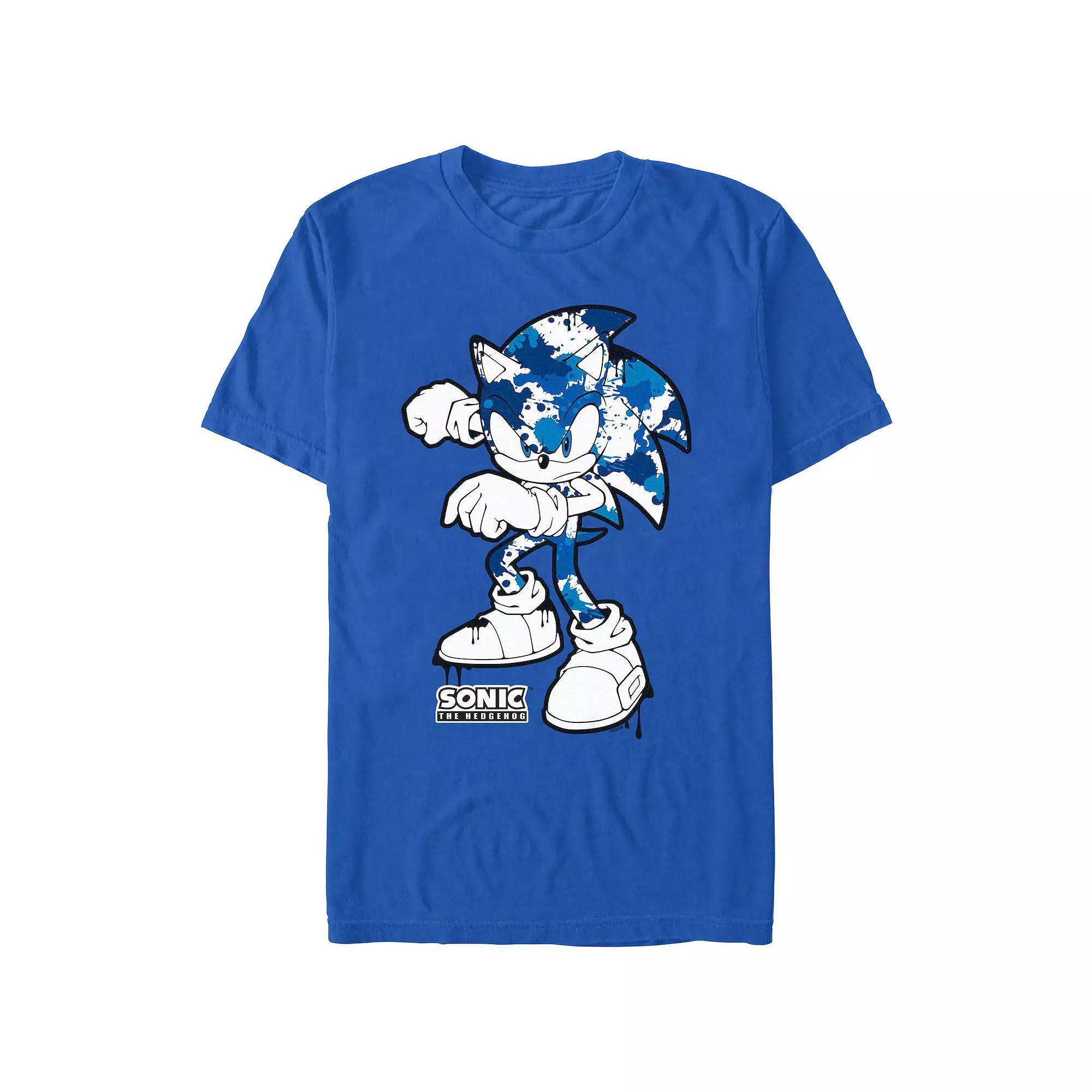 Men's Sonic The Hedgehog Blue Splatters Graphic Tee, Size: Large, Royal Product Image