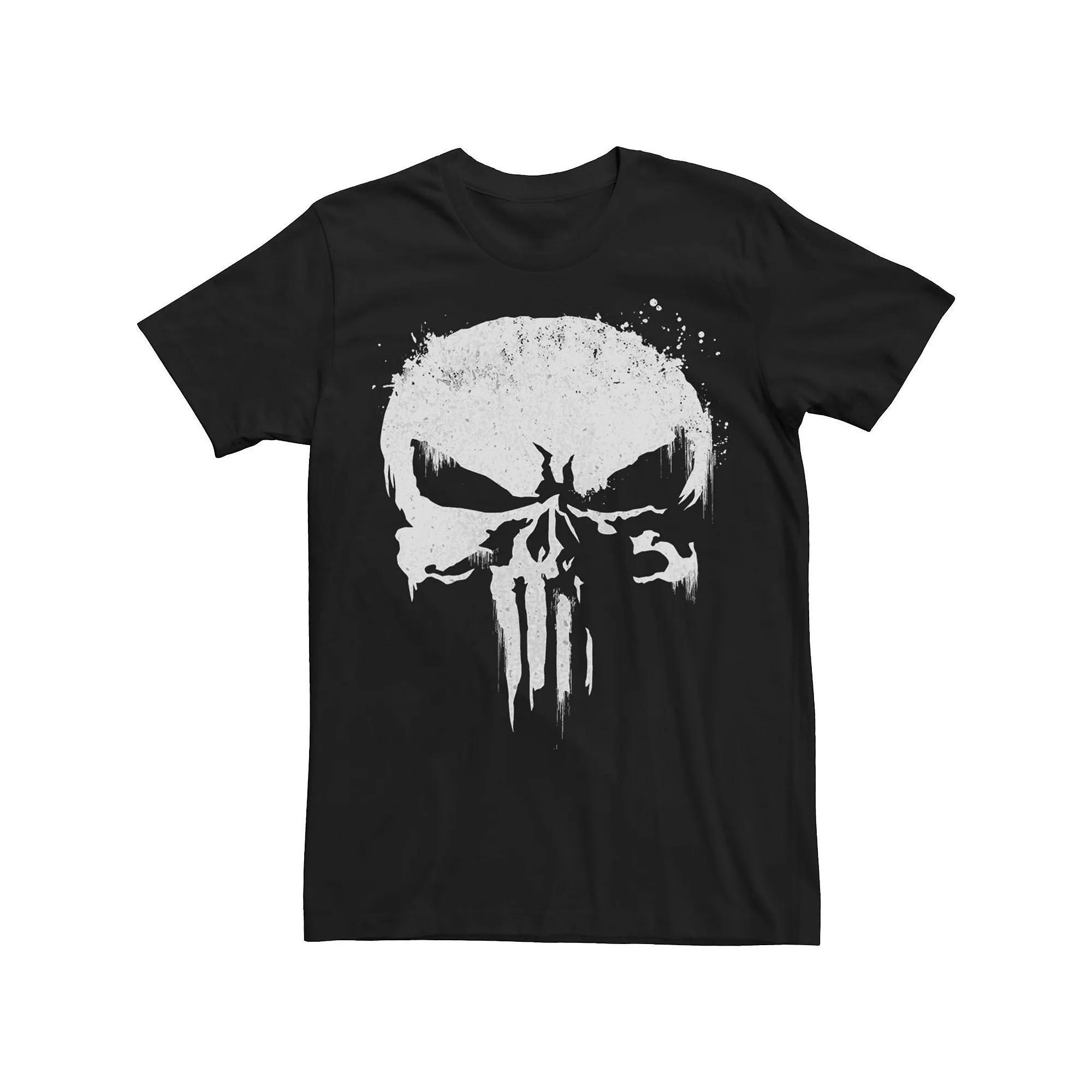 Big & Tall Marvel Punisher White Paint Splatter Skull Tee, Men's, Size: 3XL, Black Product Image