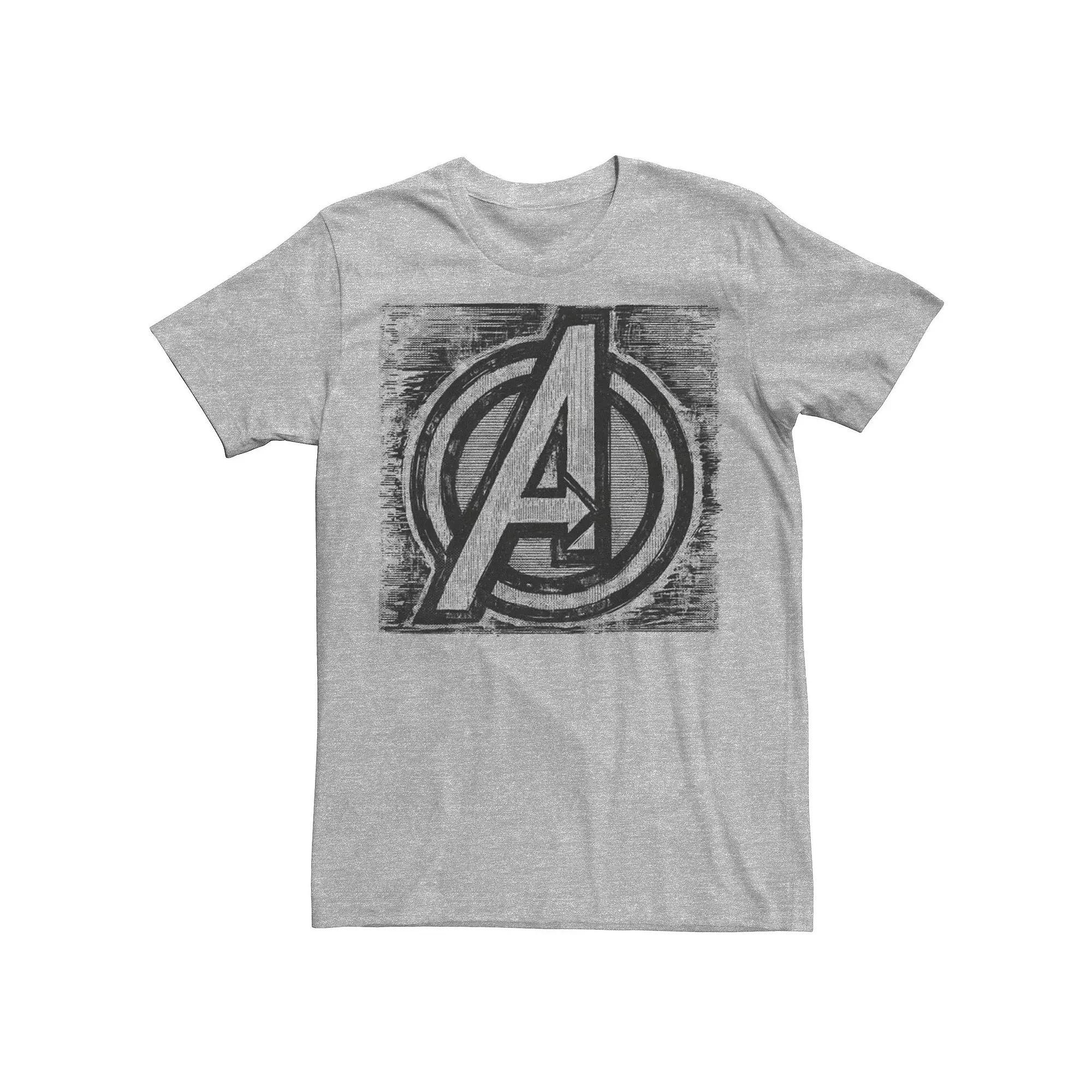 Men's Marvel Avengers Logo Sketch Tee, Size: 3XL, Athletic Grey Product Image
