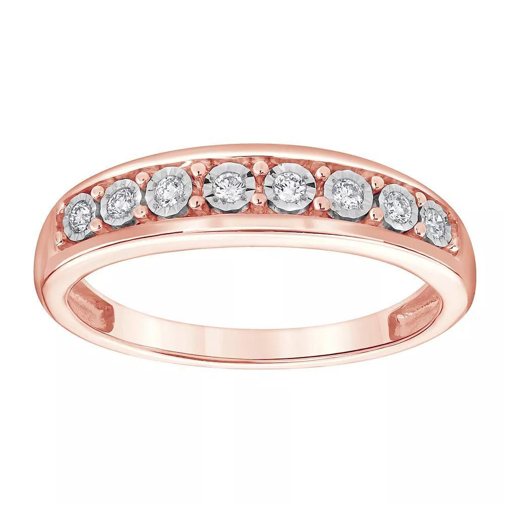 Diamond Brilliance 1/10 Carat T.W. Lab-Grown Diamond Band Fashion Ring, Women's, Size: 7, Pink Tone Product Image