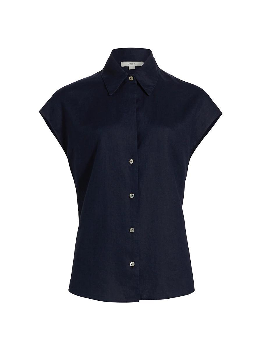 Vince Linen Cap Sleeve Shirt Product Image