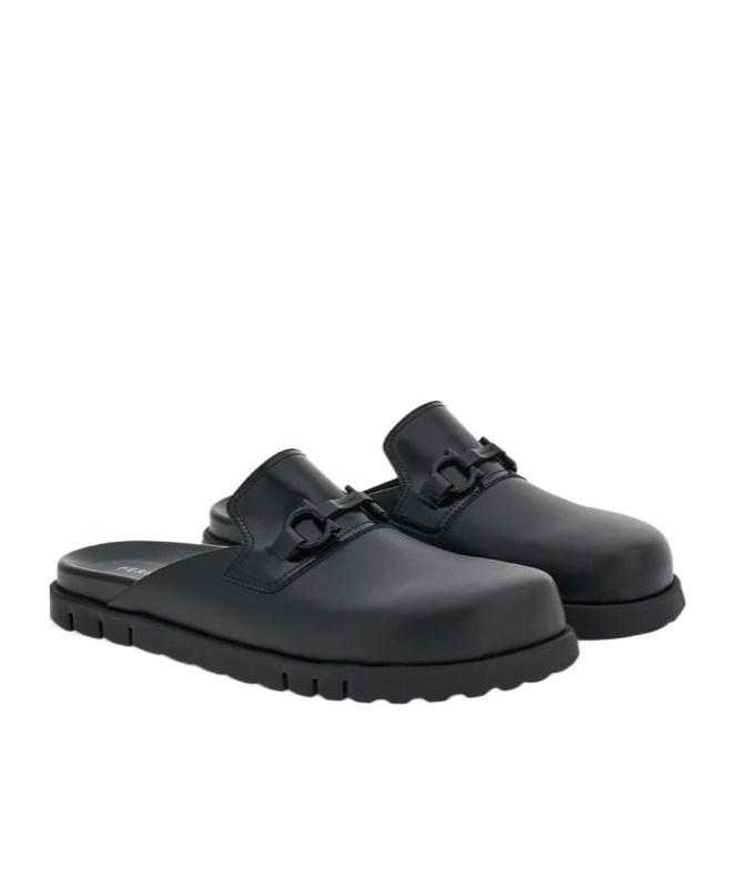 FERRAGAMO Mule With Gancini Ornament In Black Product Image
