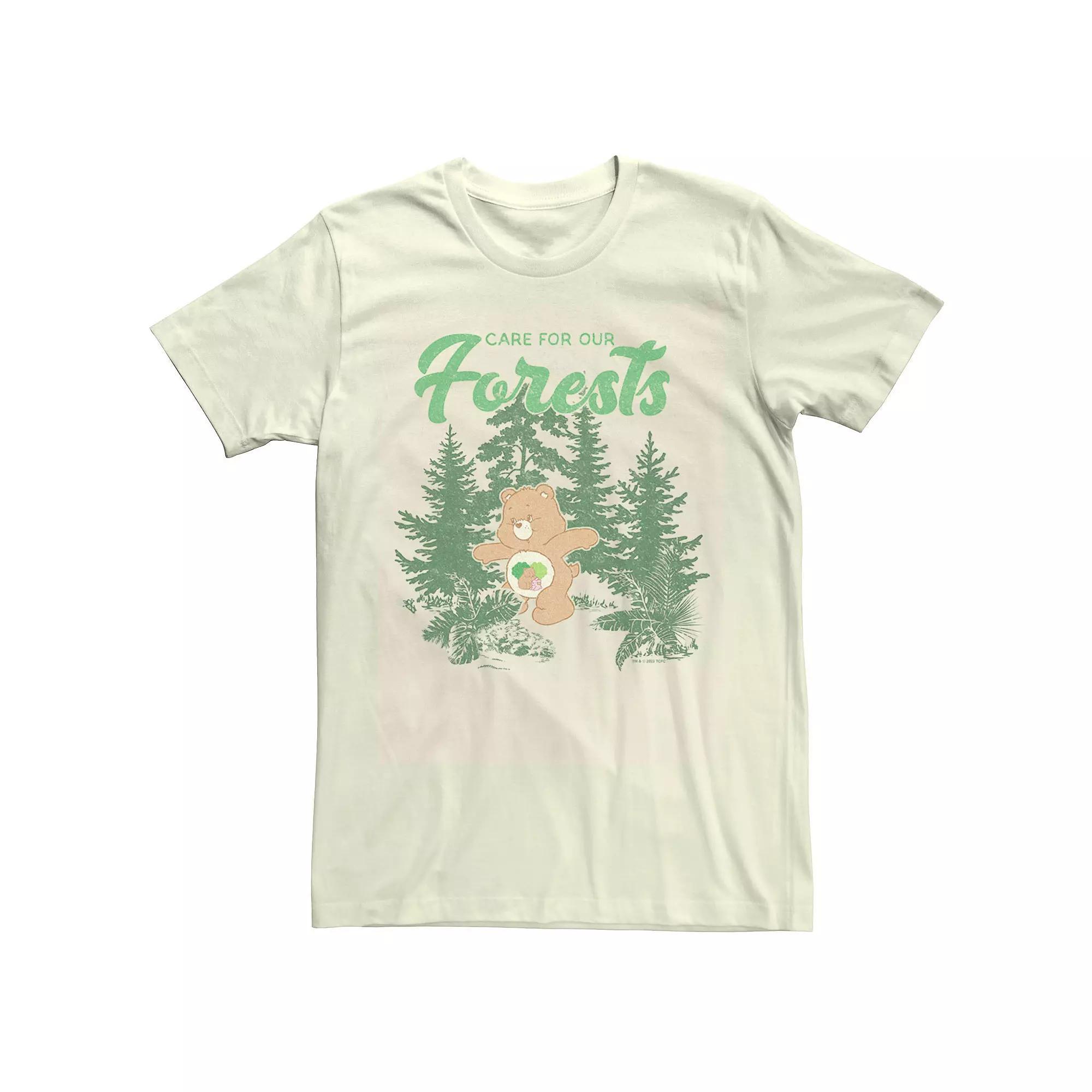 Men's Care Bears Forest Friend Bear "Care For Our Forests" Graphic Tee, Size: Large, Natural Product Image