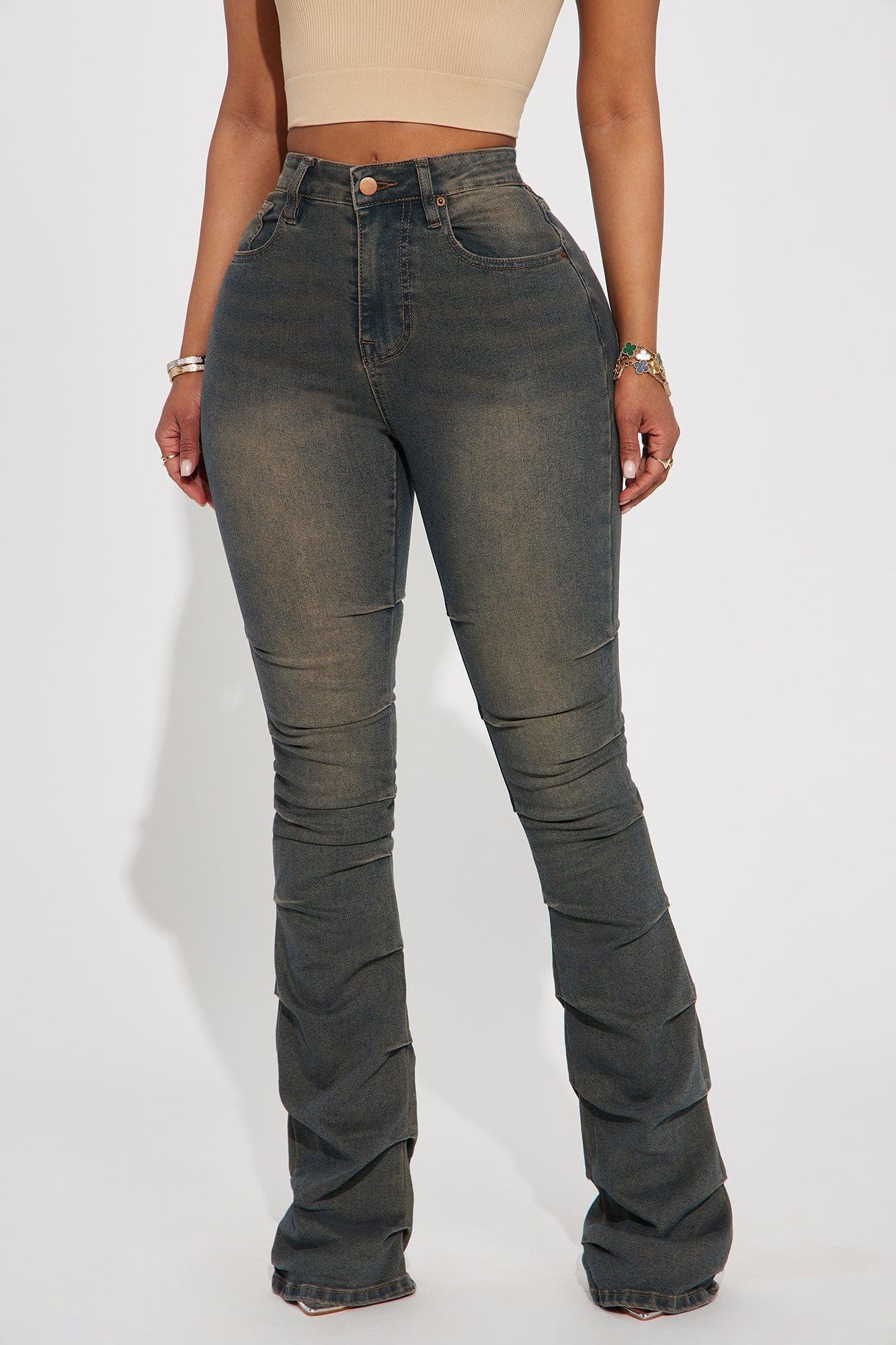 Calling For You Stacked Bootcut Jeans - Dark Wash Product Image