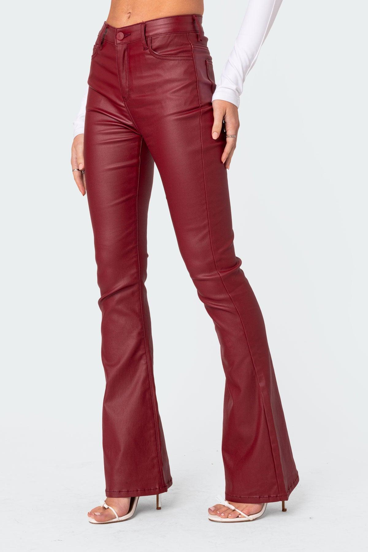 Luna Faux Leather Flare Jeans Product Image