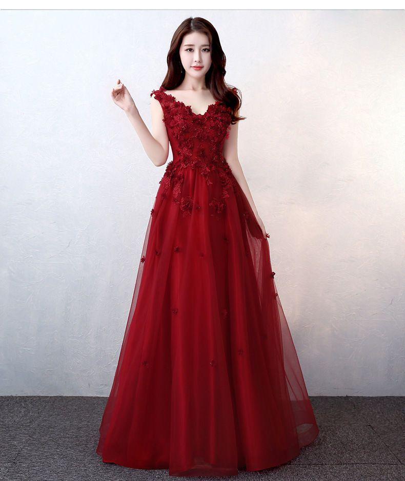Rose Embroidered Sleeveless A-Line Evening Gown Product Image
