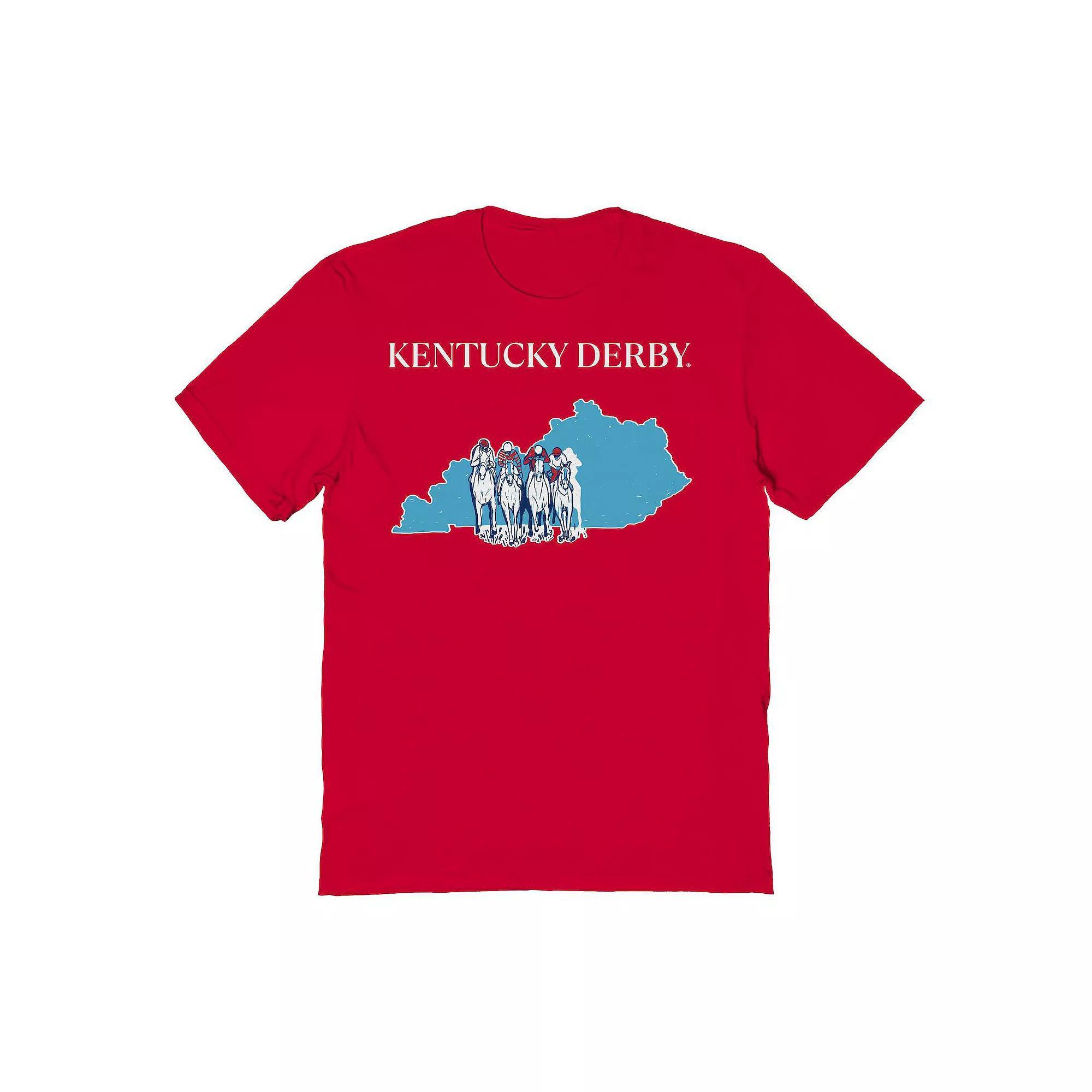 Men's Kentucky Derby Horizontal White Logo Graphic T-Shirt, Size: Medium, Red Product Image