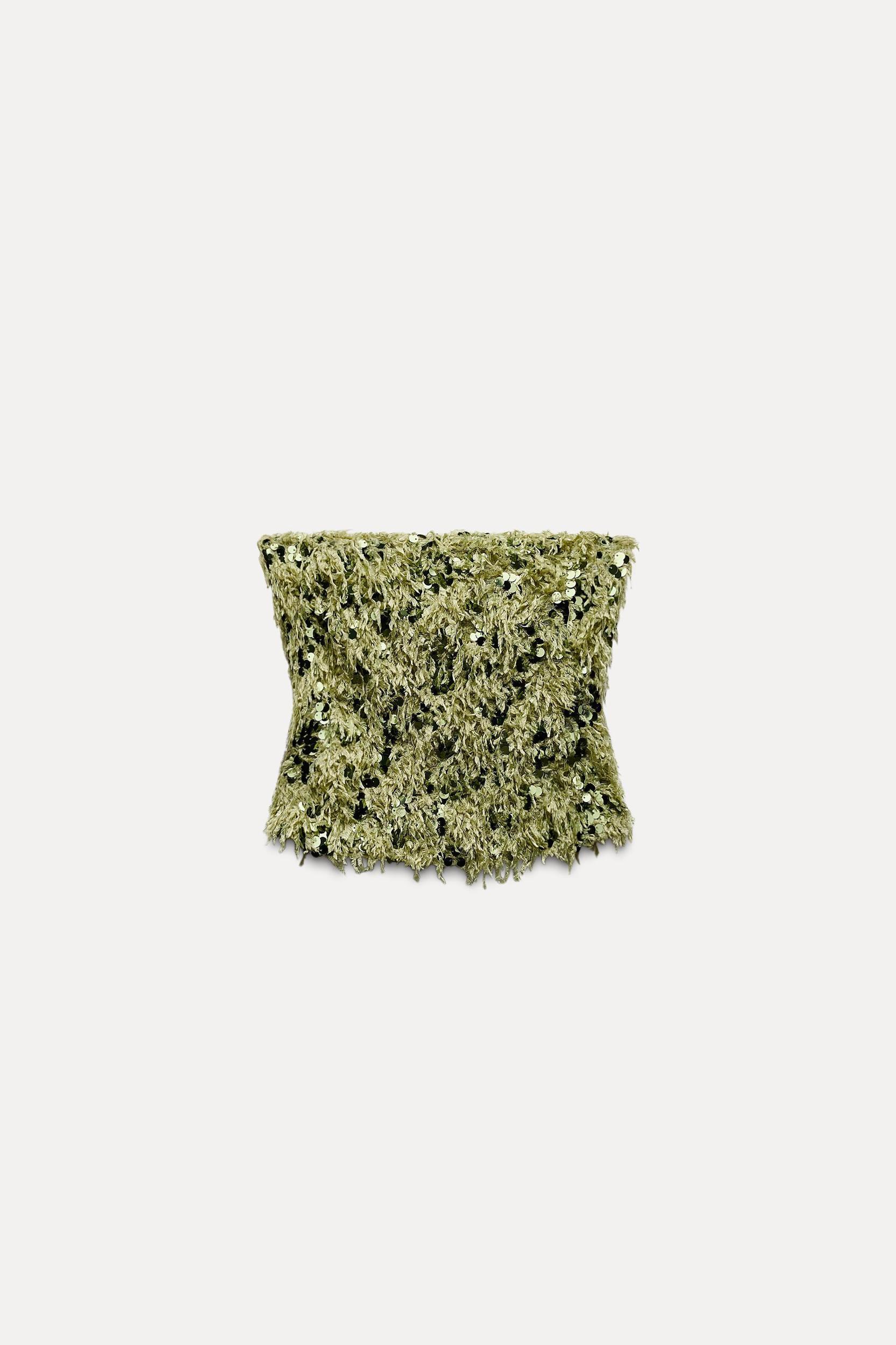 SHORT SEQUIN FRAYED TOP Product Image