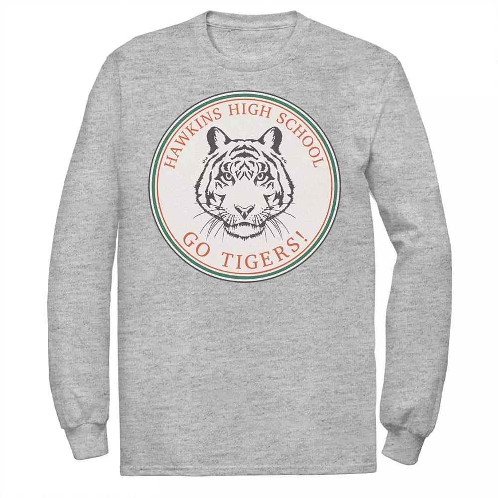 Men's Stranger Things Hawkins High School Go Tigers Logo Tee, Size: XL, Athletic Grey Product Image