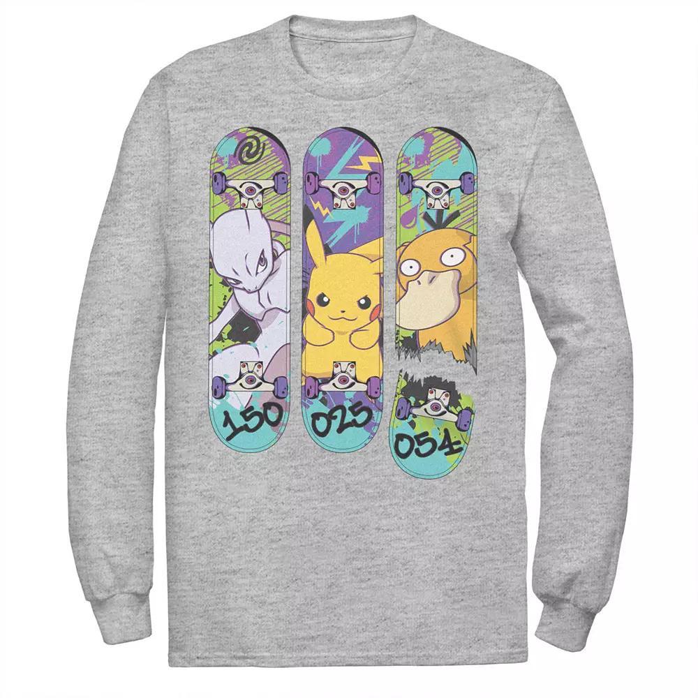 Big & Tall Pokemon Mewtwo Pikachu Psyduck Long Sleeve Tee, Men's, Size: 4XB, Athletic Grey Product Image