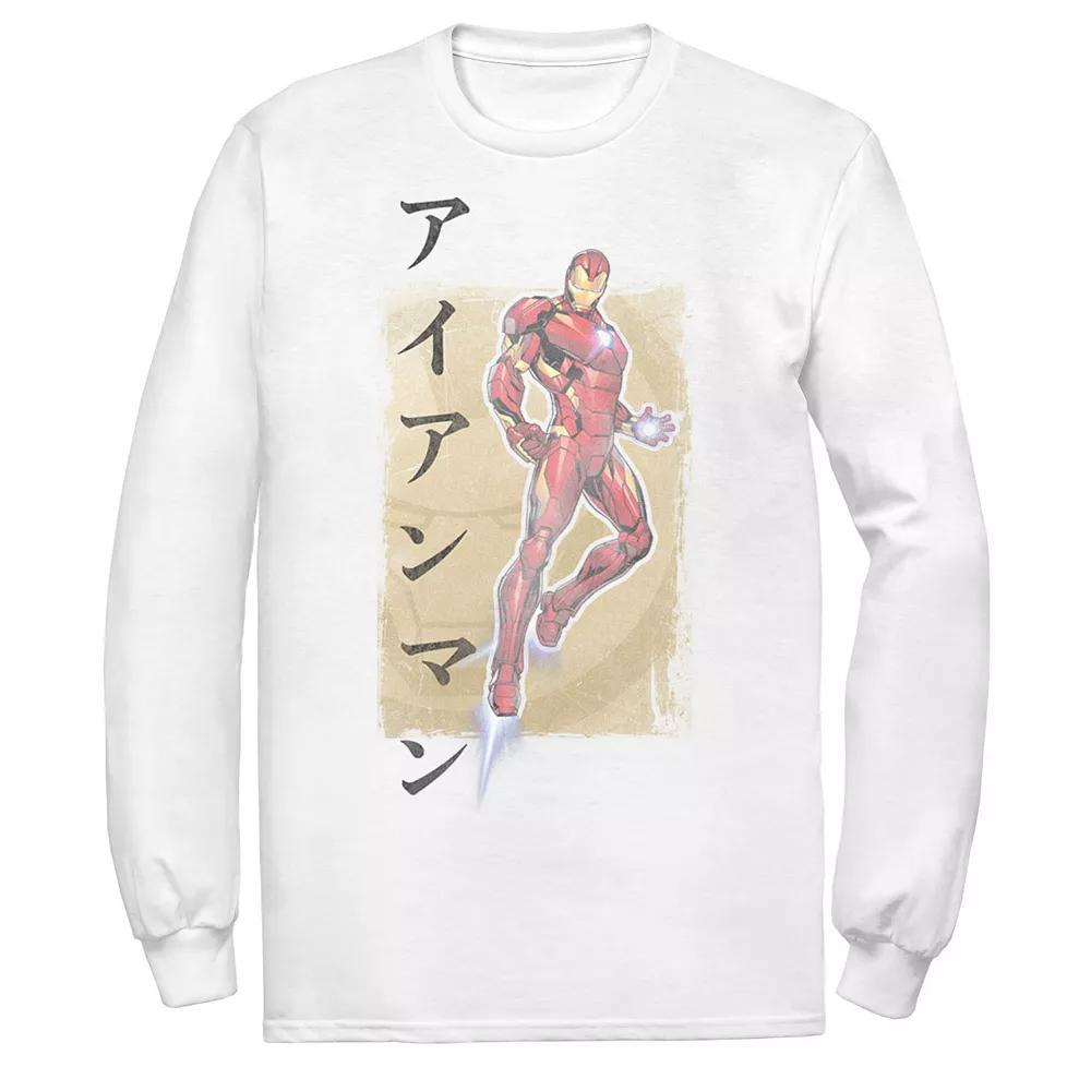 Men's Marvel Avengers Assemble Iron Man Kanji Long Sleeve Graphic Tee, Size: Small, White Product Image