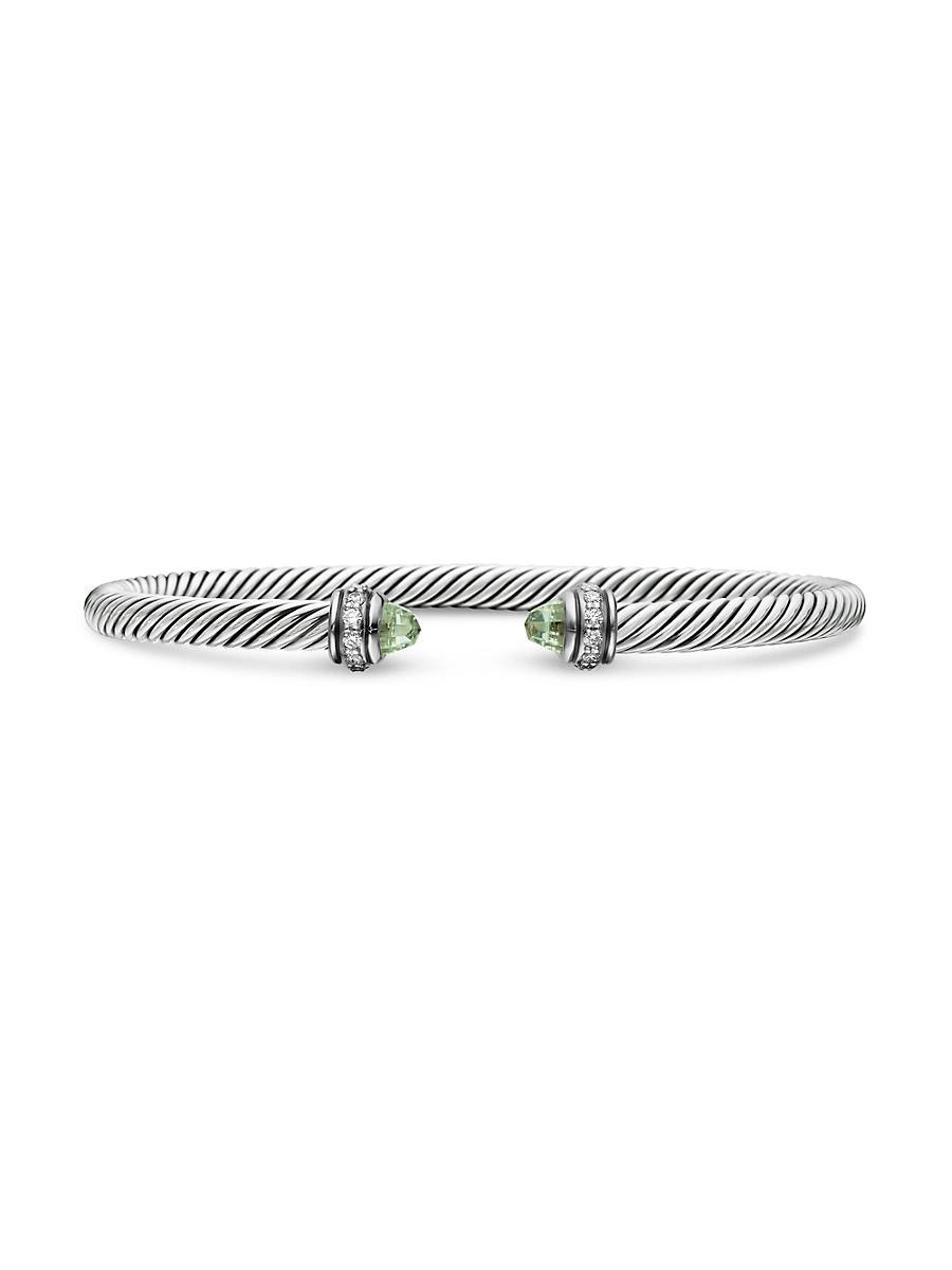David Yurman Sterling Silver Cable Classic Bracelet with Blue Topaz & Diamonds Product Image