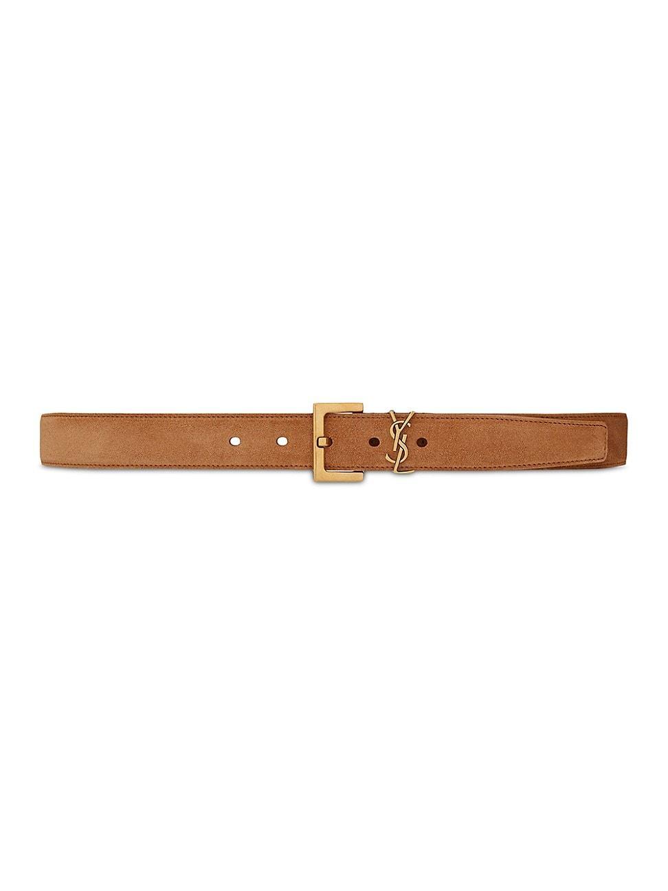Womens Cassandre Belt with Square Buckle in Suede Product Image