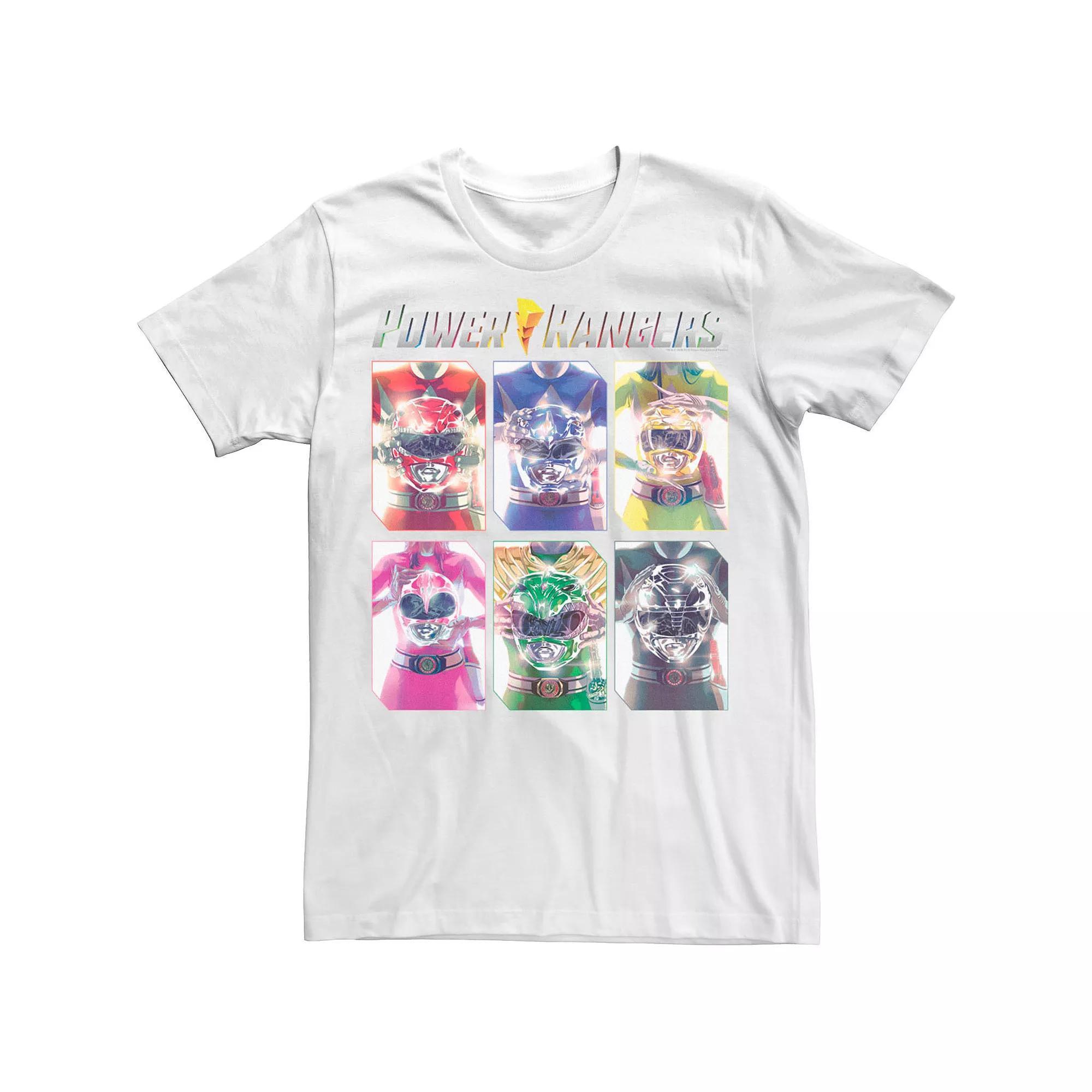 Men's Power Rangers Helmet Hold PaneTee, Size: 3XL, White Product Image