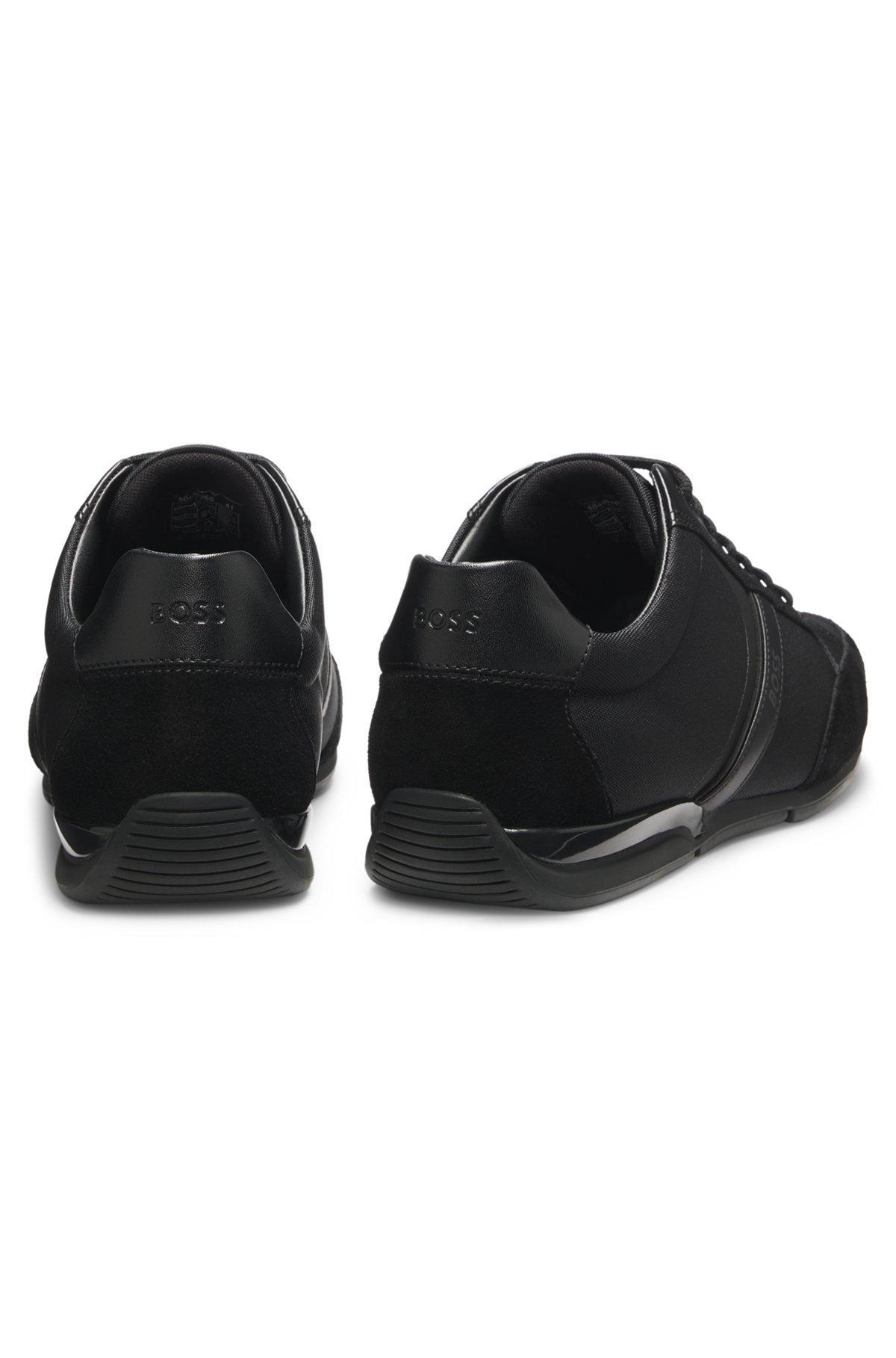 BOSS - Mixed-material trainers with suede and faux leather - Black Product Image