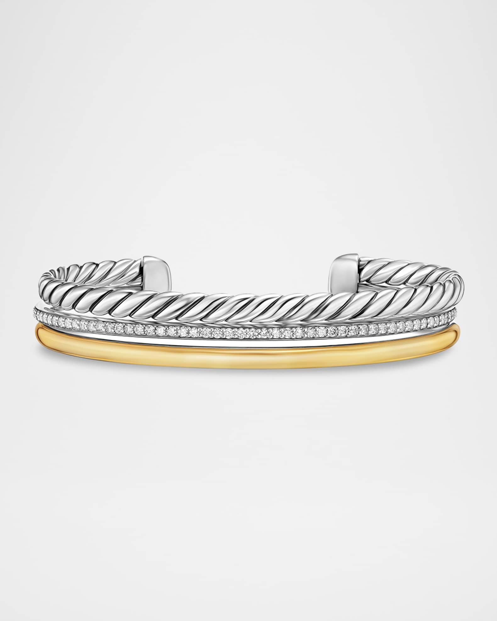 Cable Bracelet with Gemstone in Silver with 18K Gold, 4mm Product Image