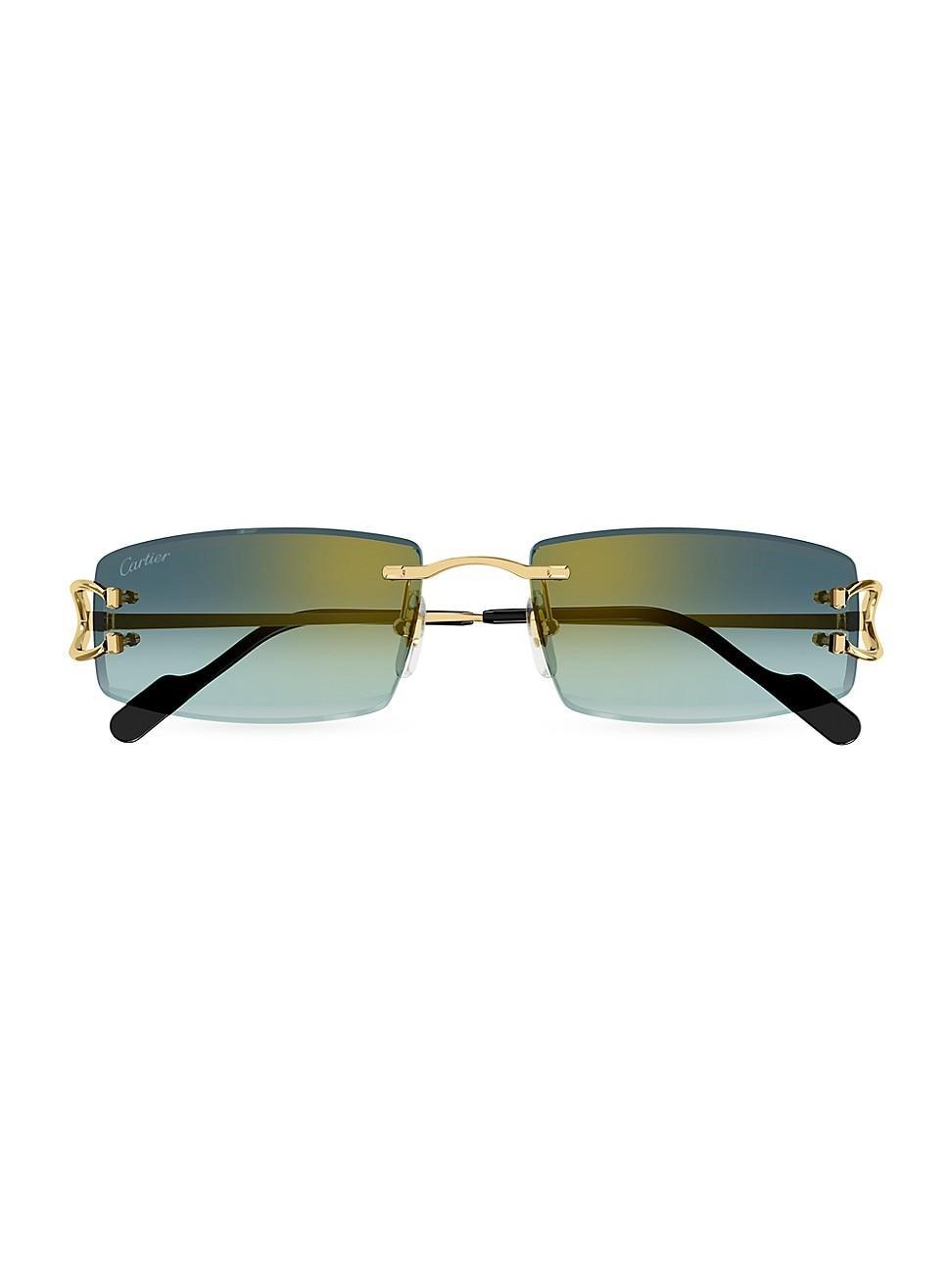Mens Rimless Metal Rectangle Sunglasses Product Image