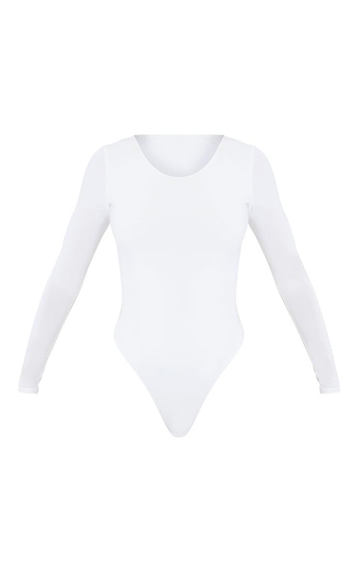 Cream Basic Slinky Long Sleeve Bodysuit Product Image