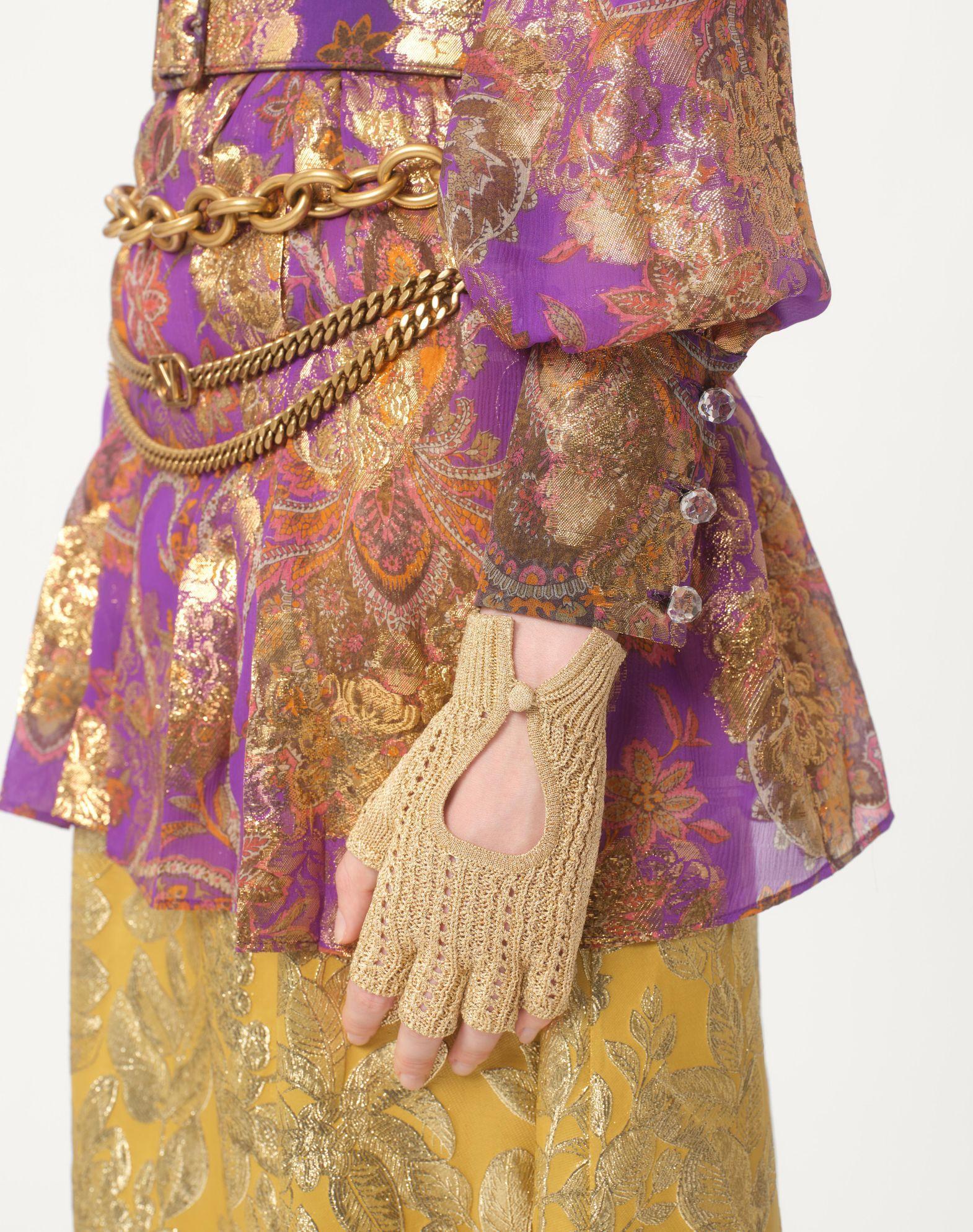 Fingerless Knitted Gloves In Lurex Product Image