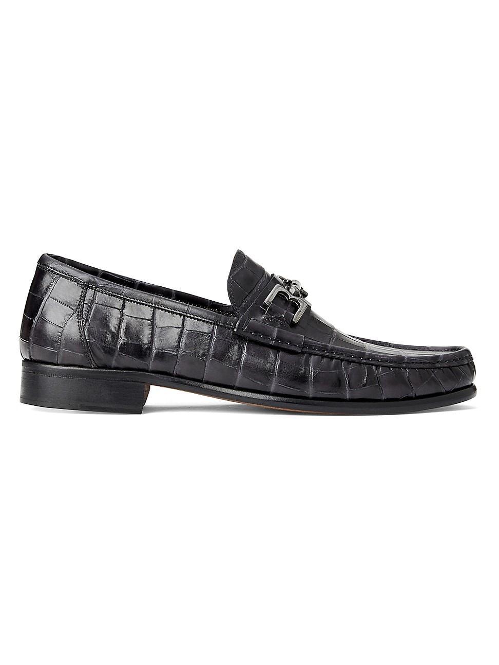 Mens Trieste Croc-Effect Moccasin Bit Loafers Product Image