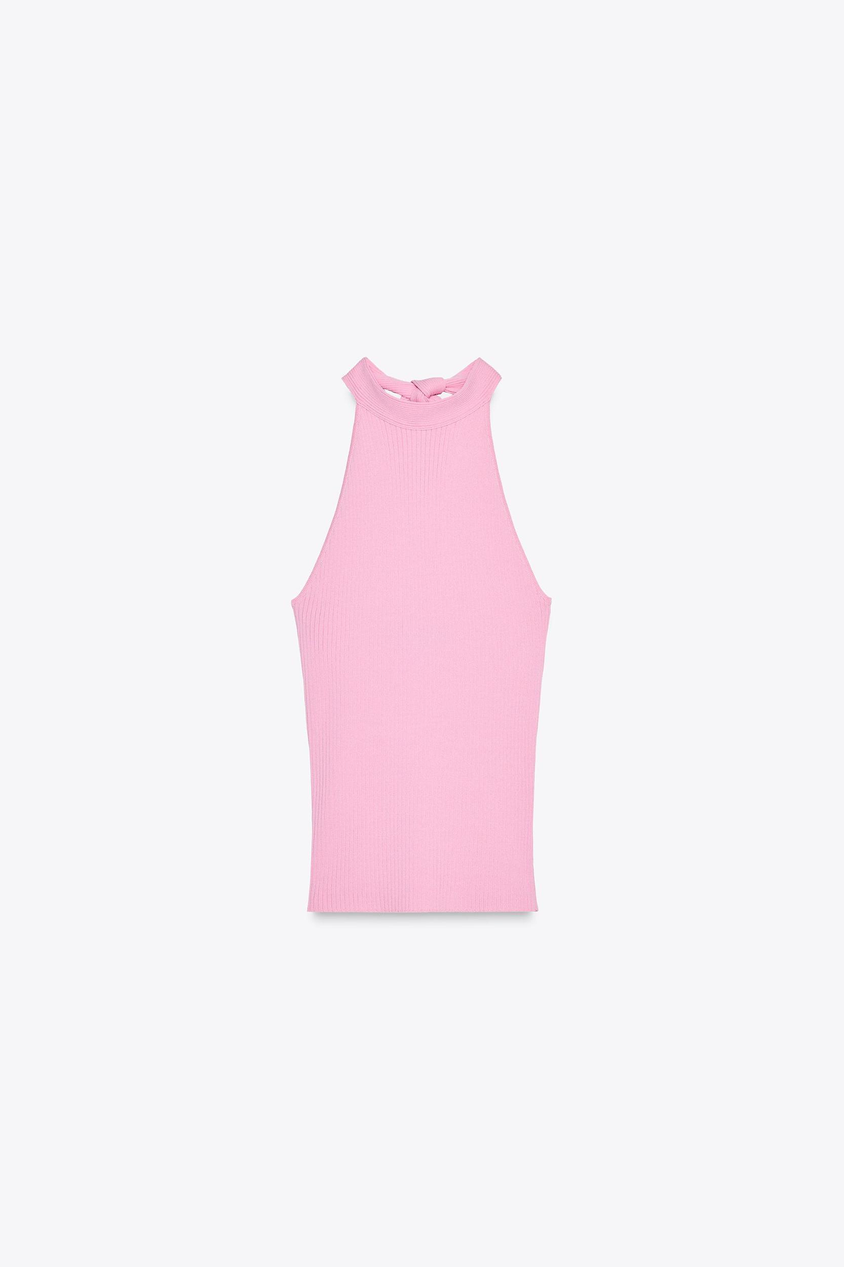 TIED KNIT HALTER TOP Product Image