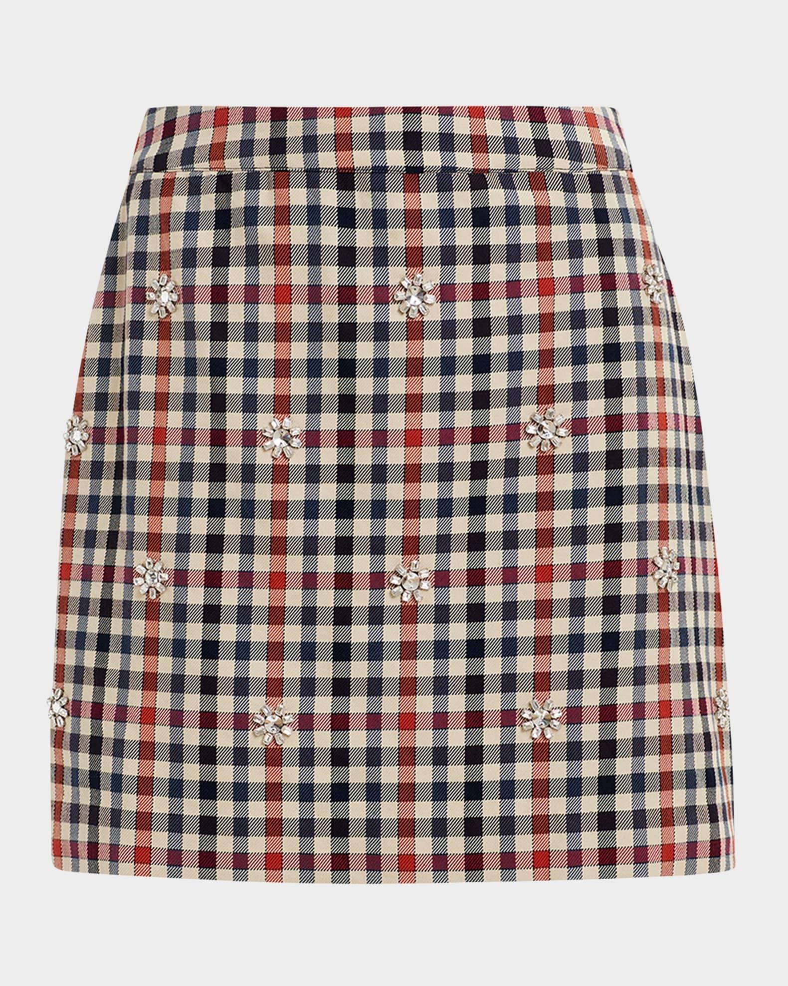 Hiamond Checkered Rhinestone Mini Skirt Product Image