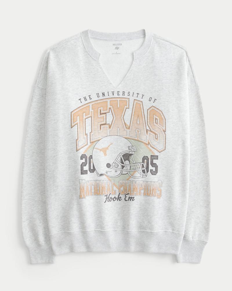 Oversized University of Texas Graphic Notch-Neck Sweatshirt Product Image