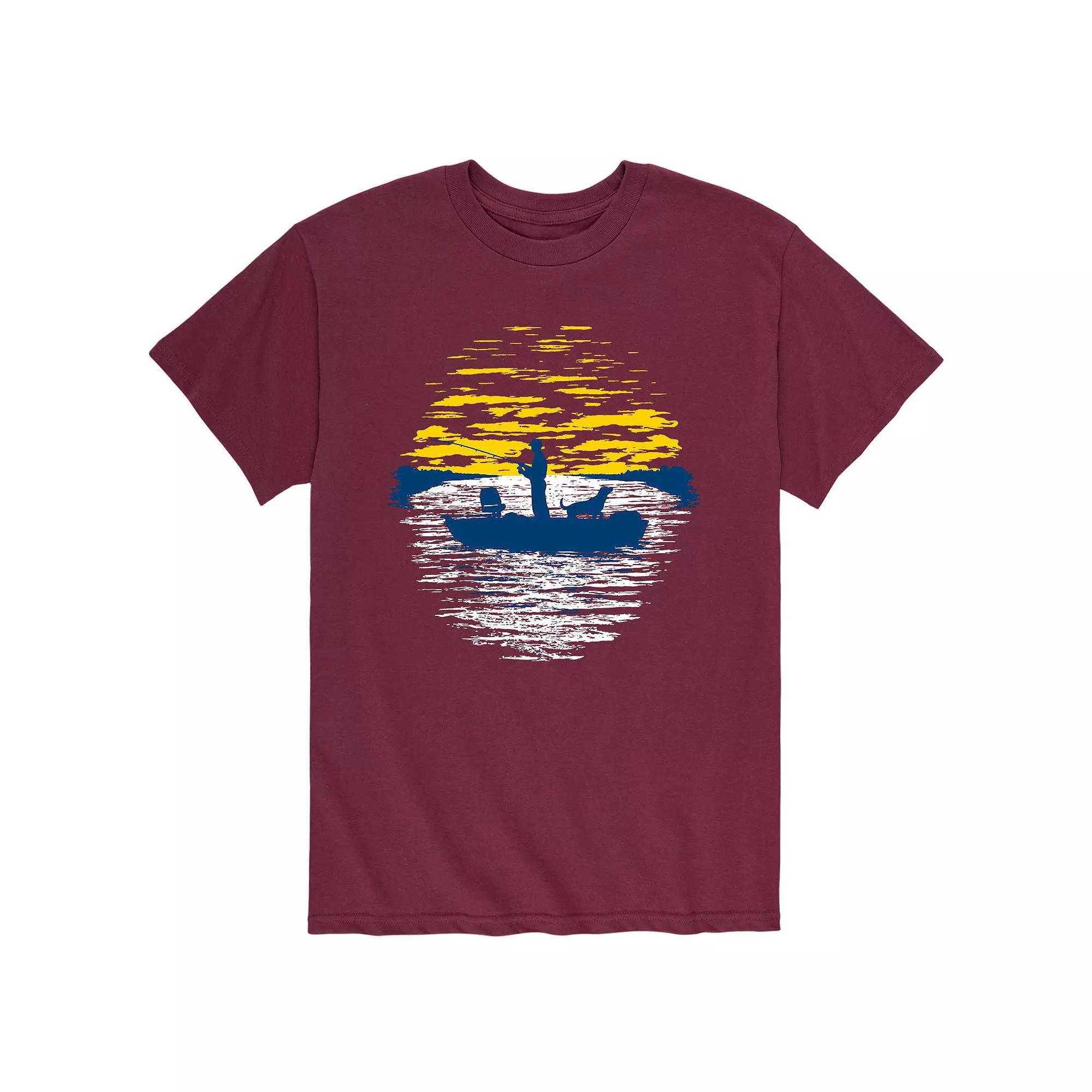 Mens Sunset Fishing Tee Athletic Grey Product Image