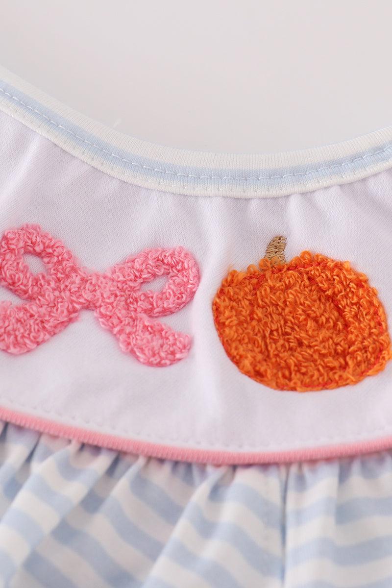 Blue stripe pumpkin french knot dress Product Image