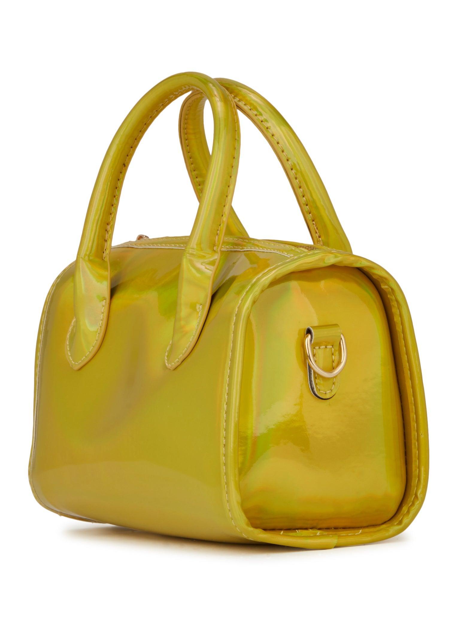 Faux Patent Leather Convertible Top Handle Crossbody Bag Female Product Image