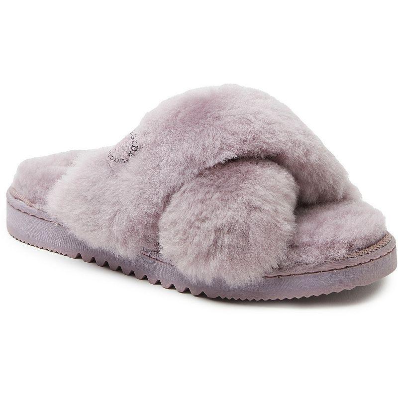 Fireside By Dearfoams New Castle Wool Cross-Band Women's Slide Slippers, Size: 6, Ivory Product Image
