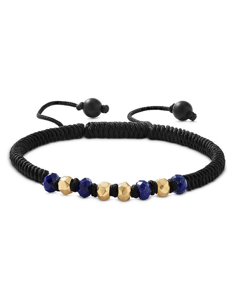 David Yurman Mens Nylon & 18K Yellow Gold Woven Bracelet with Lapis & Black Onyx Product Image