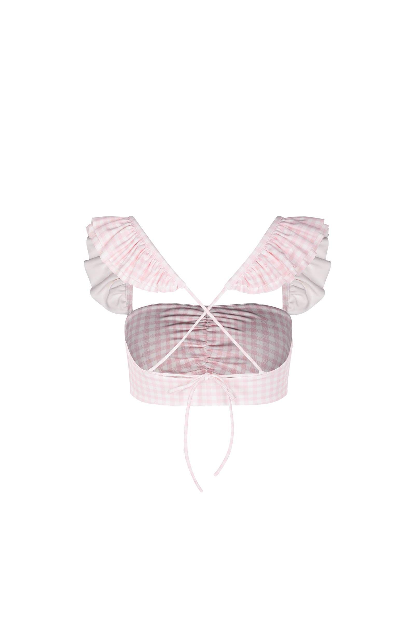 The Pink Gingham Ruffle Bikini Bottoms Product Image