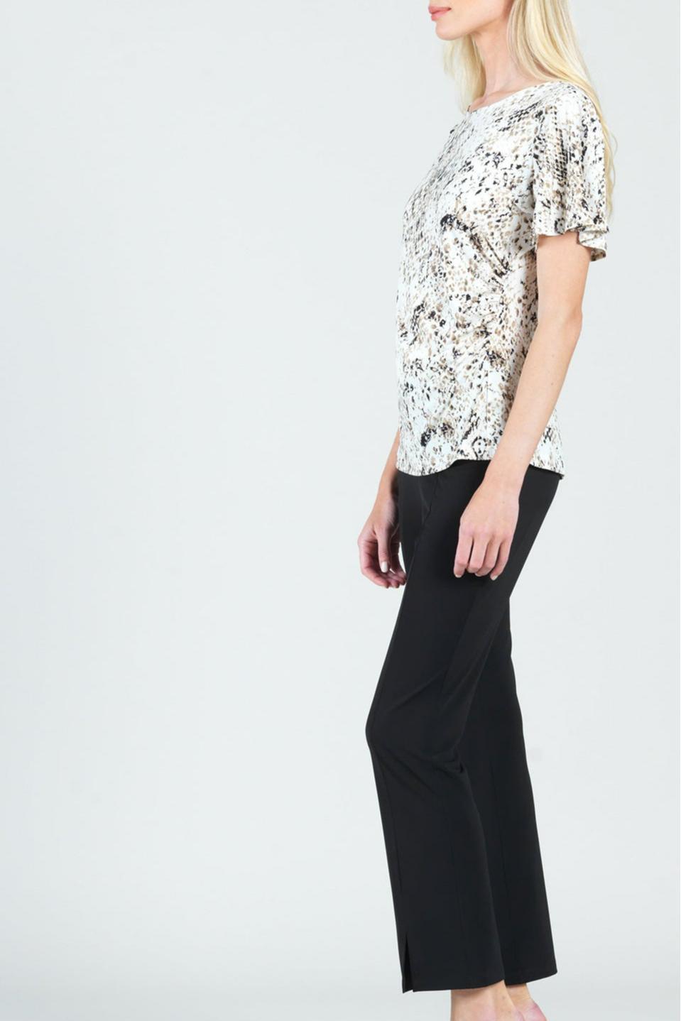 Python-Print Side-Cinched Half-Sleeve Top Product Image