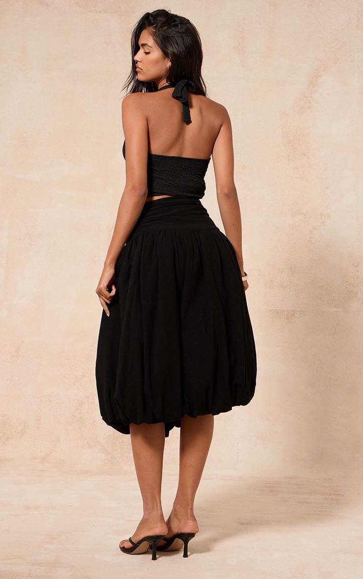  Black Cotton Volume Puffball Midi Skirt Product Image