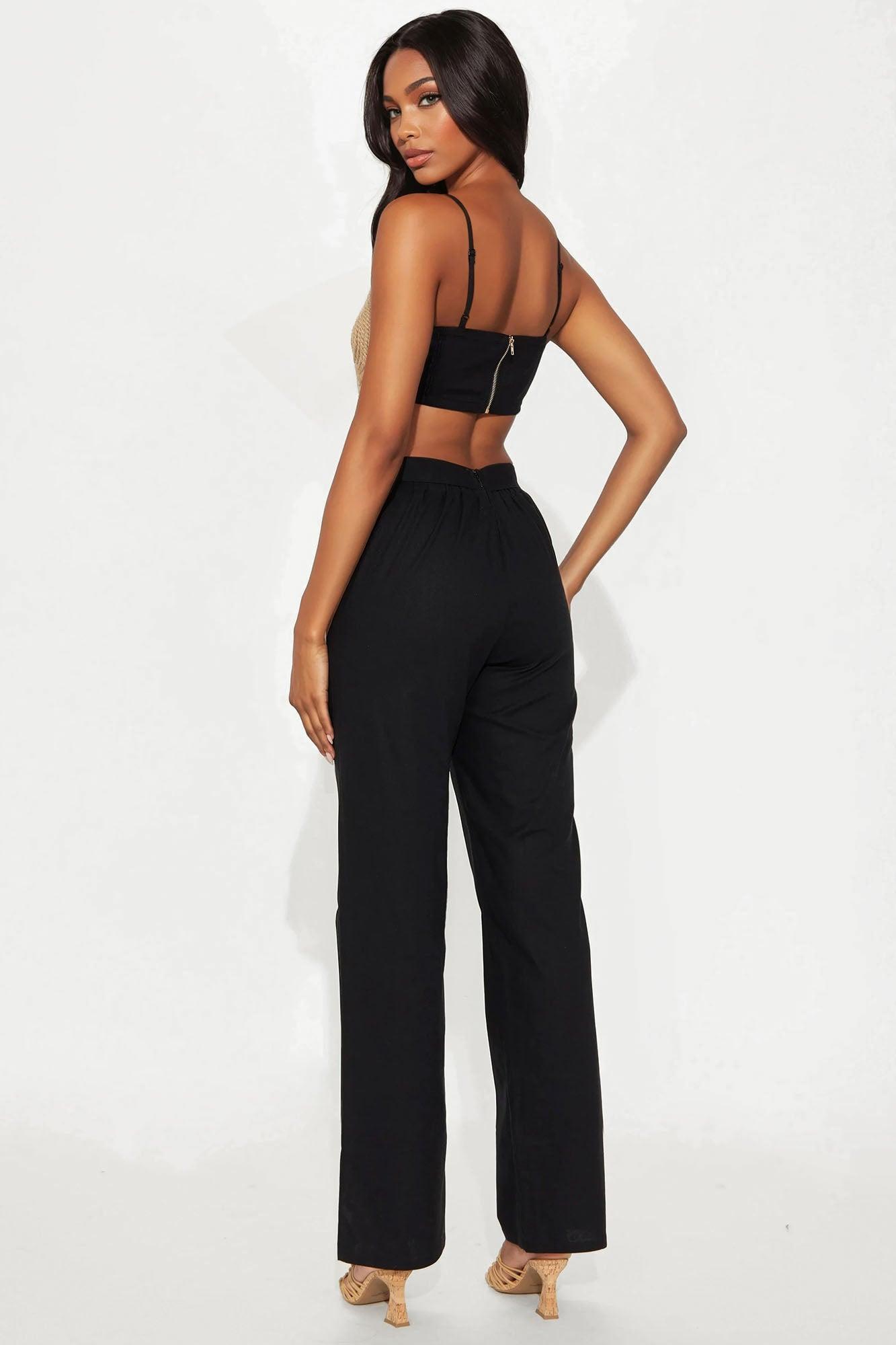Lost In Tulum Linen Pant Set - Black Product Image