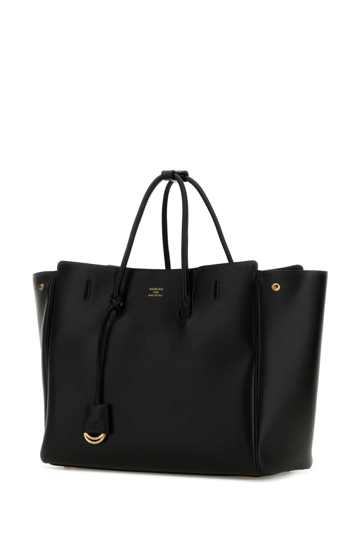 BALENCIAGA Women Black Leather Mini Carry All Hampton Shopping Bag Product Image