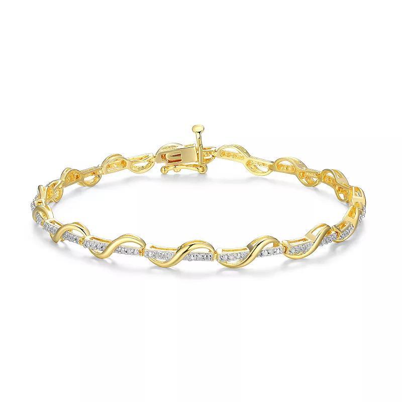 18k Gold Over Silver 1/10 Carat T.W. Diamond Twist Bracelet, Womens White Product Image