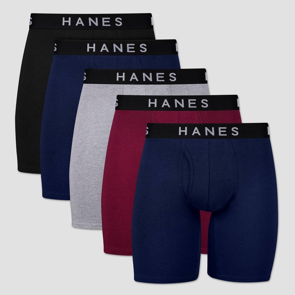 Hanes Premium Men's Stretch Long Leg Boxer Briefs 5pk - Black/Navy Blue S: Lightweight, Tagless, Breathable, Moisture Wicking, 4-Way Stretch Product Image